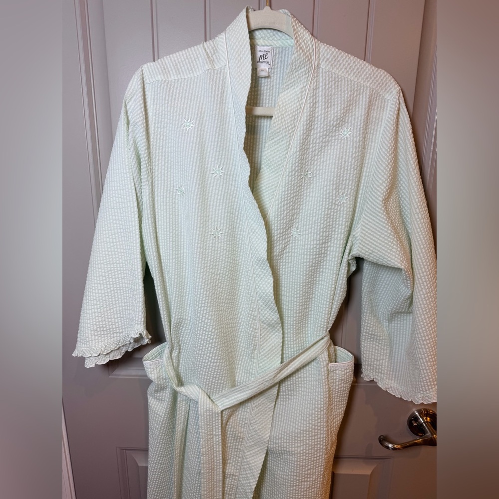 Miss Elaine Mint Waffle Knit Robe XL